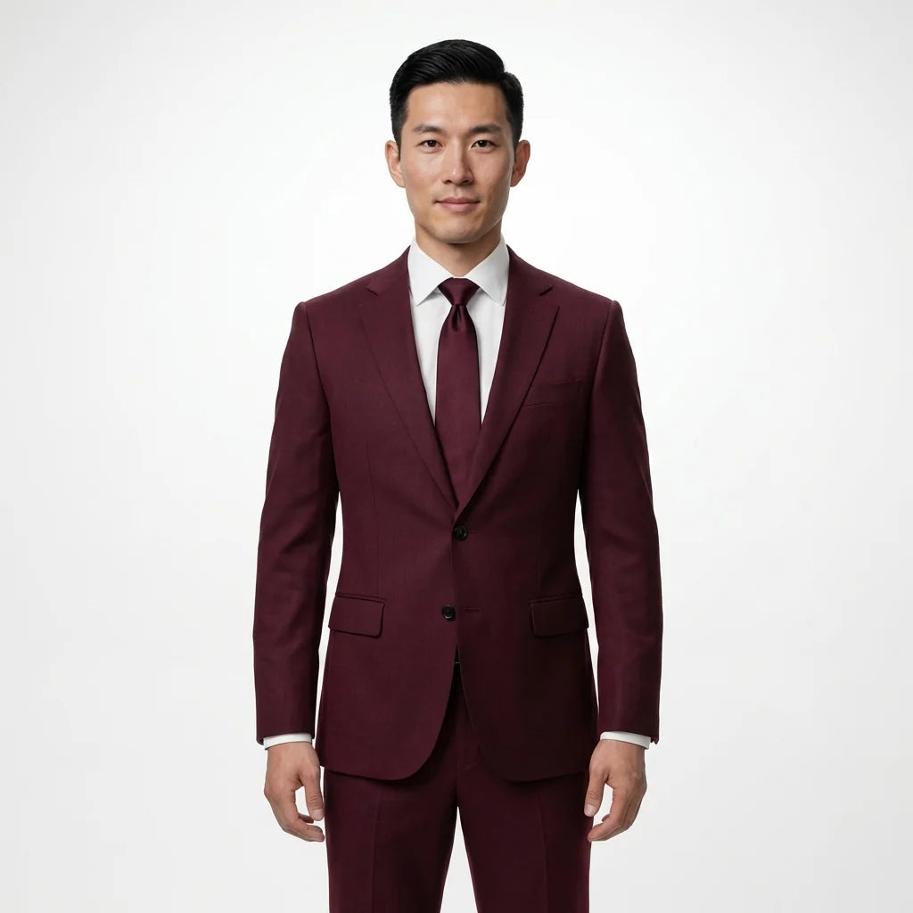 Burgundy Tailored Suit Jacket
