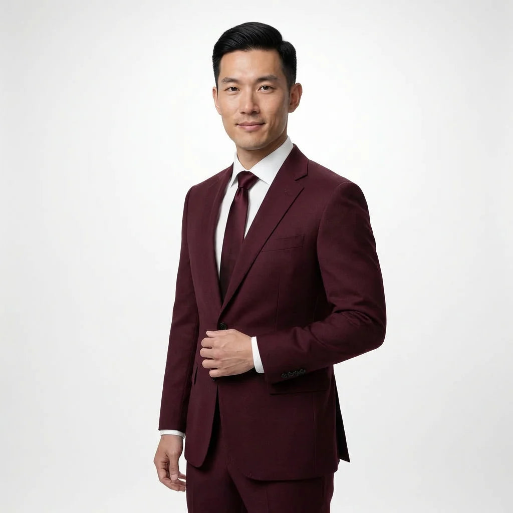 Burgundy Tailored Suit Jacket