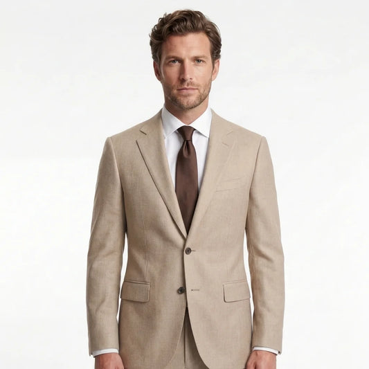 Beige Tailored Suit Jacket