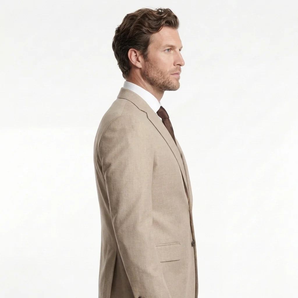 Beige Tailored Suit Jacket