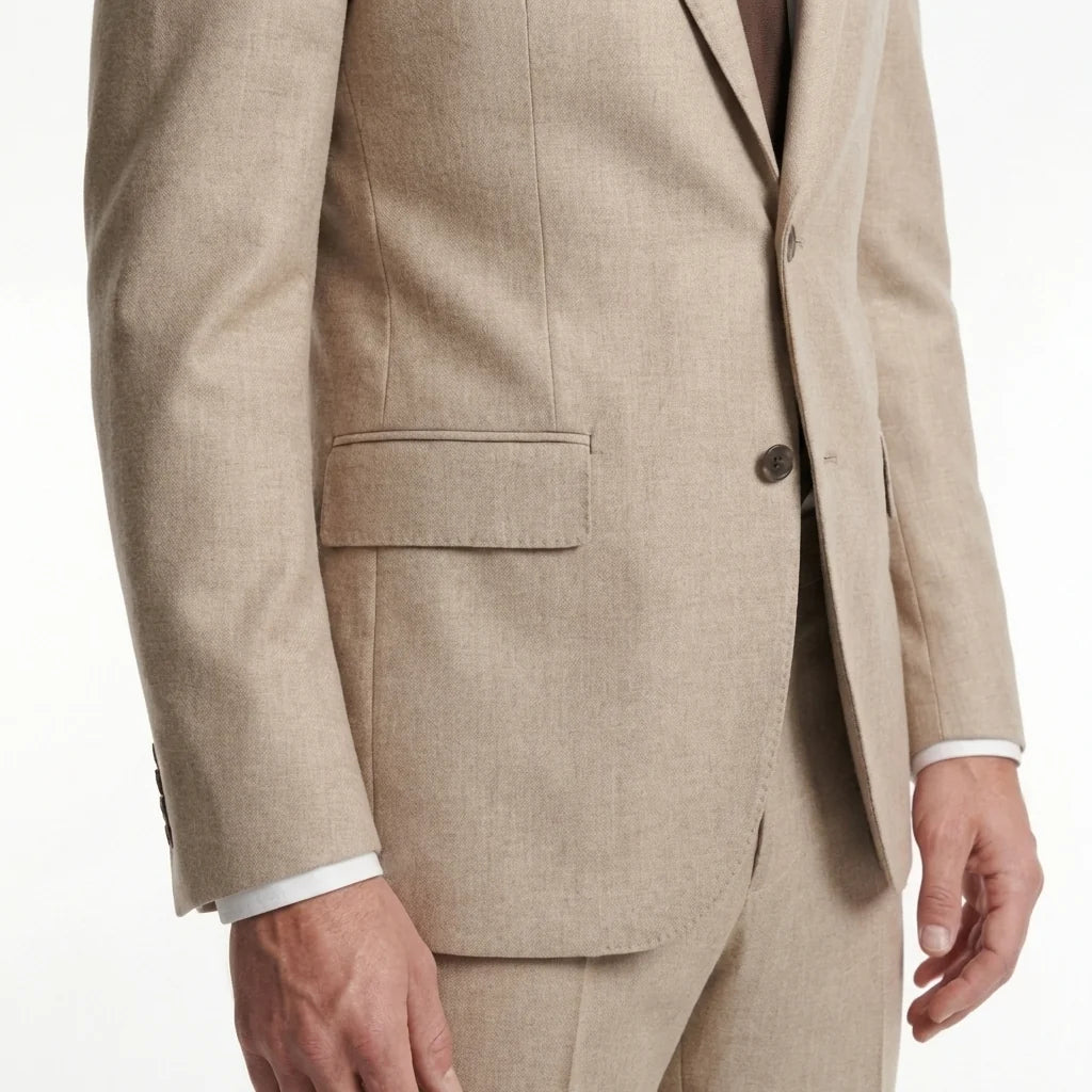 Beige Tailored Suit Jacket