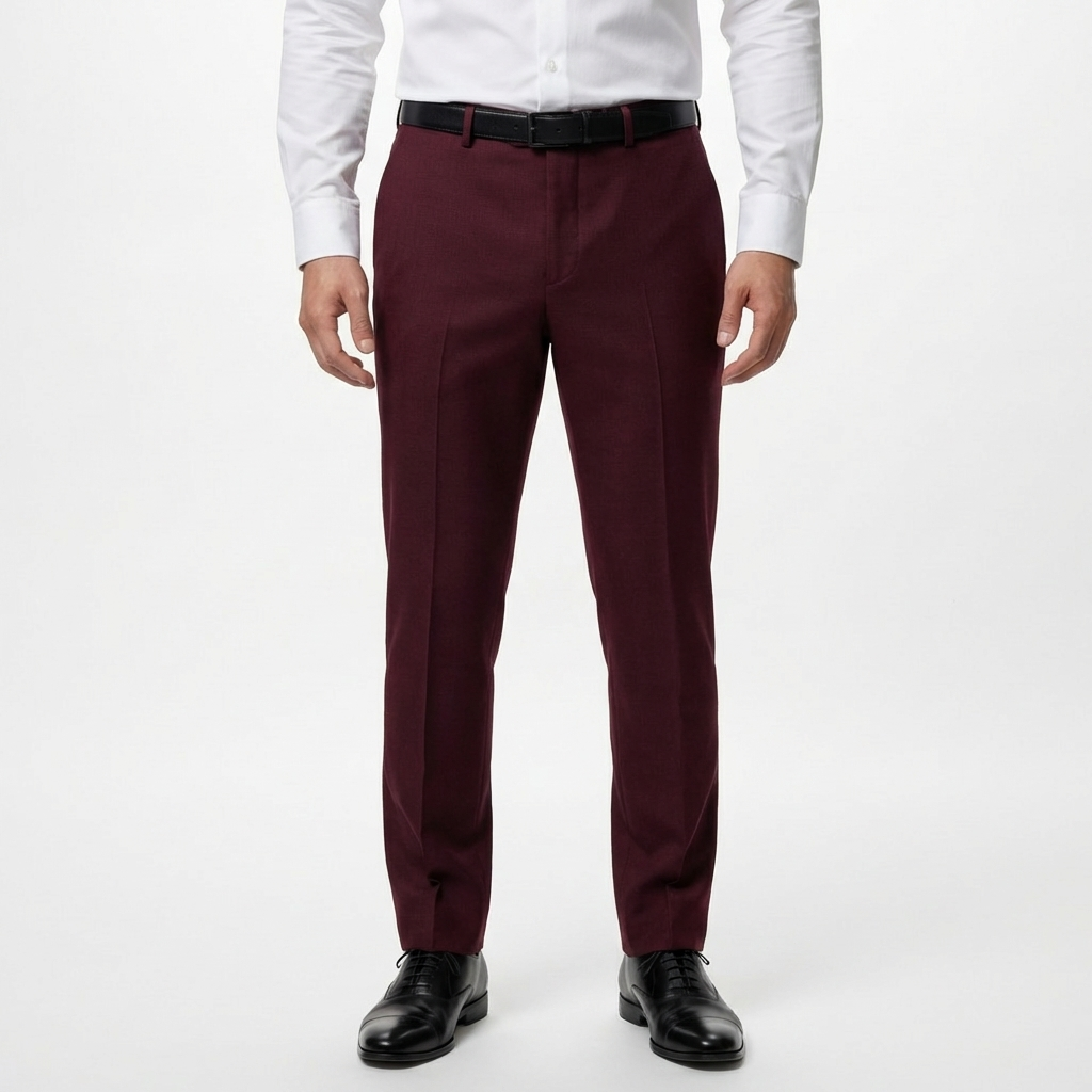 Burgundy Tailored Suit Trousers