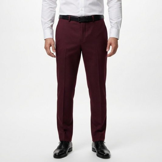 Burgundy Tailored Suit Trousers