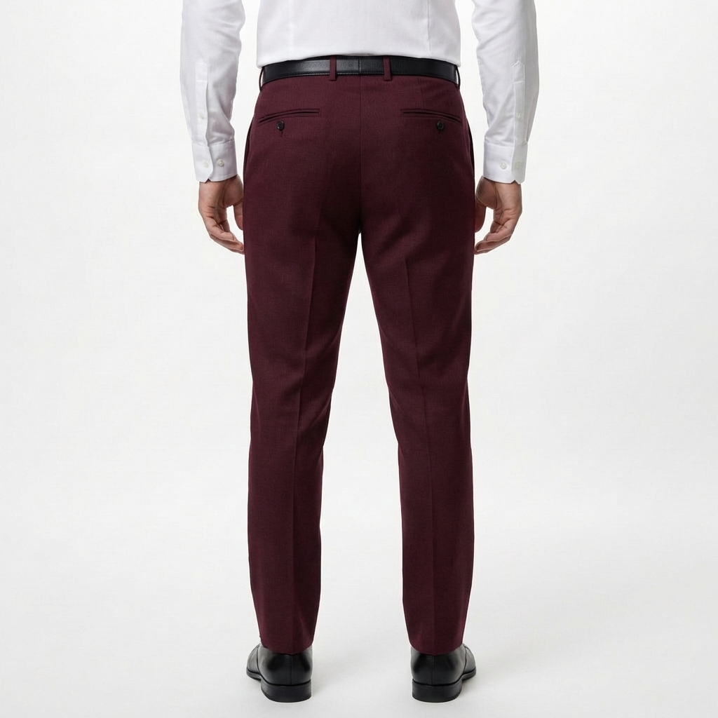 Burgundy Tailored Suit Trousers