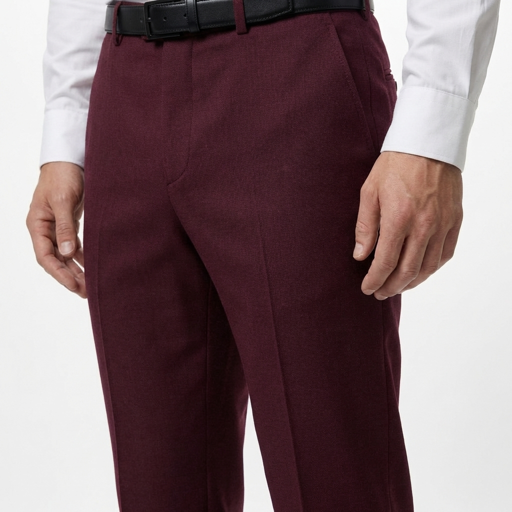 Burgundy Tailored Suit Trousers