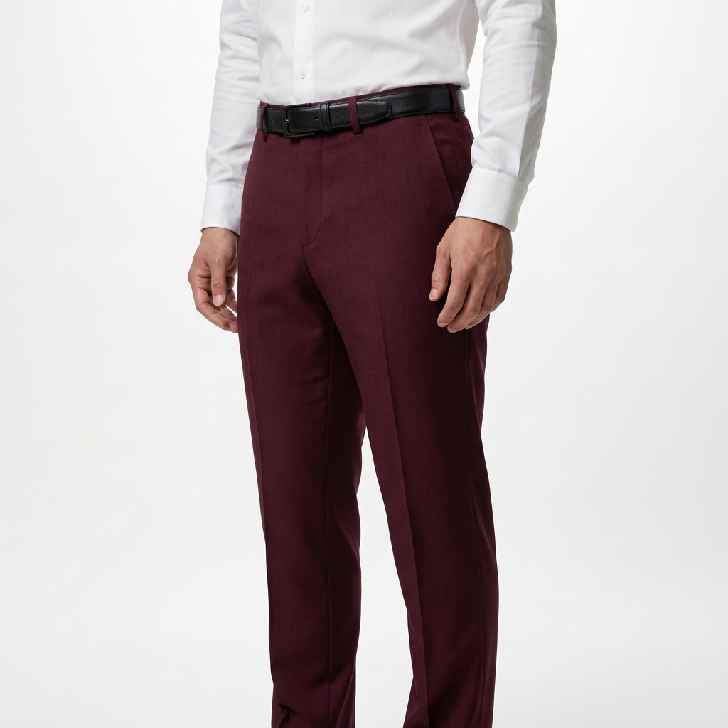 Burgundy Tailored Suit Trousers