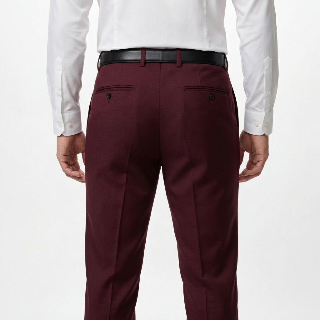 Burgundy Tailored Suit Trousers