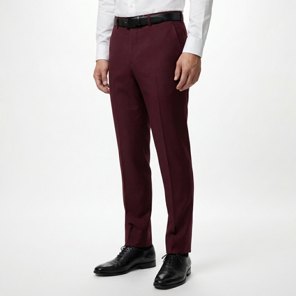 Burgundy Tailored Suit Trousers