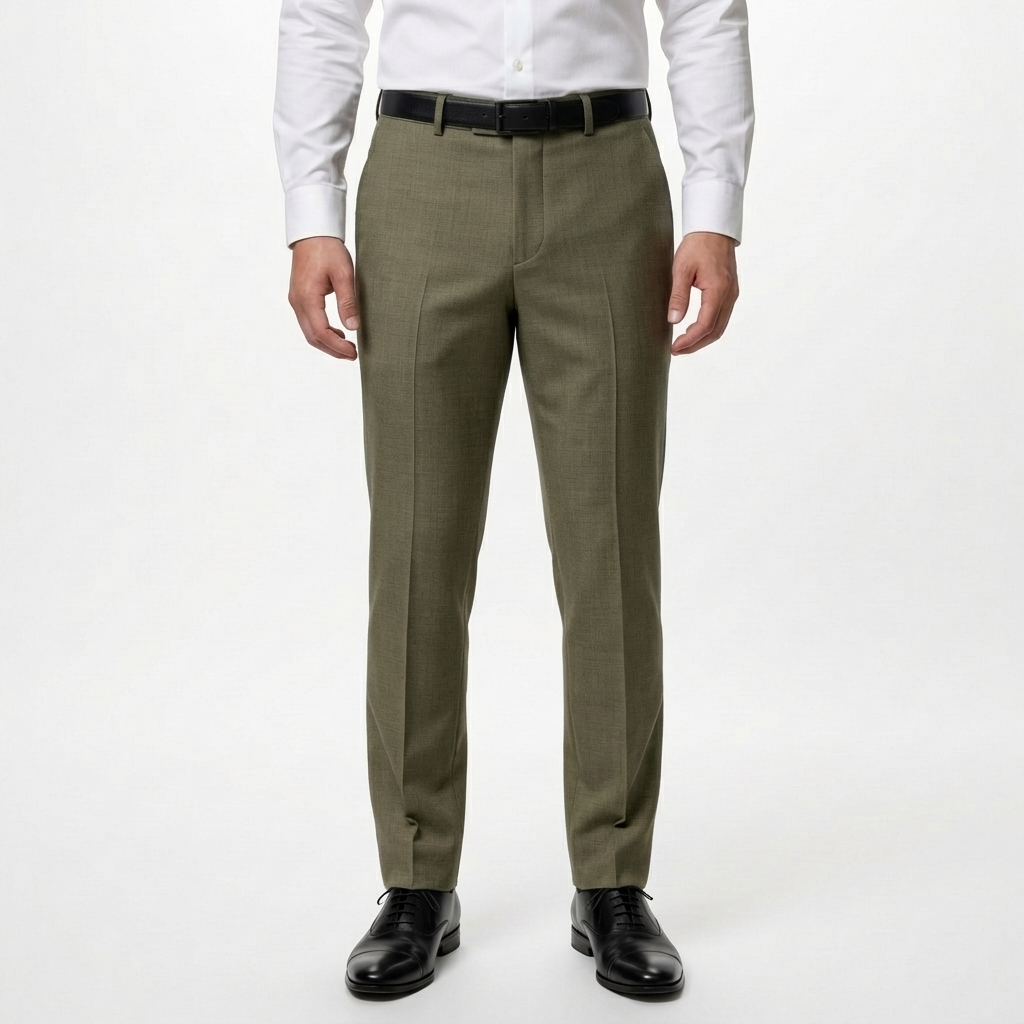 Olive Green Tailored Suit Trousers