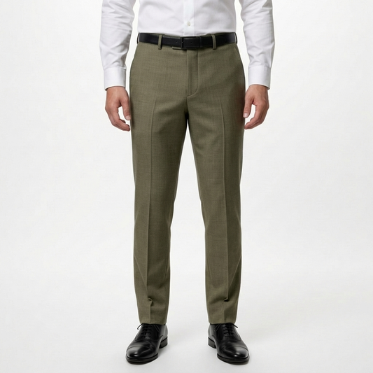 Olive Green Tailored Suit Trousers