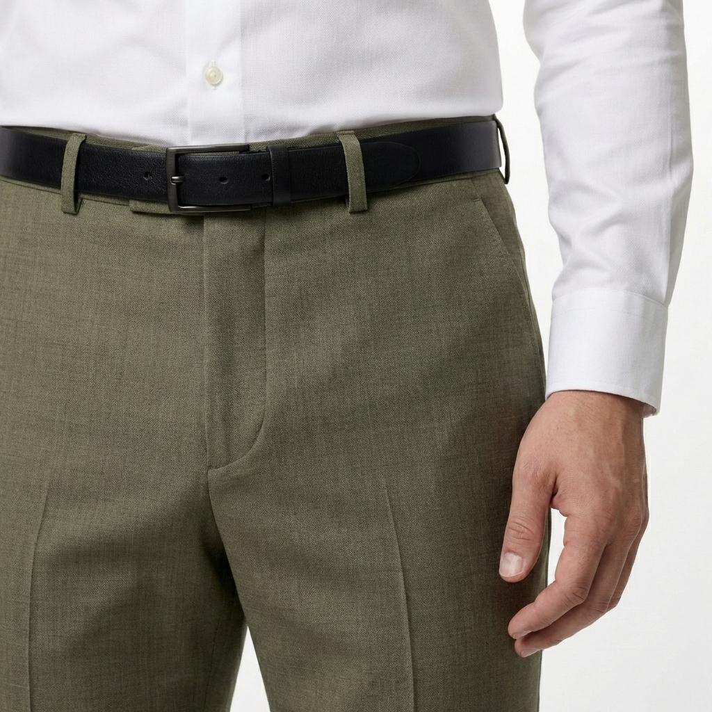 Olive Green Tailored Suit Trousers