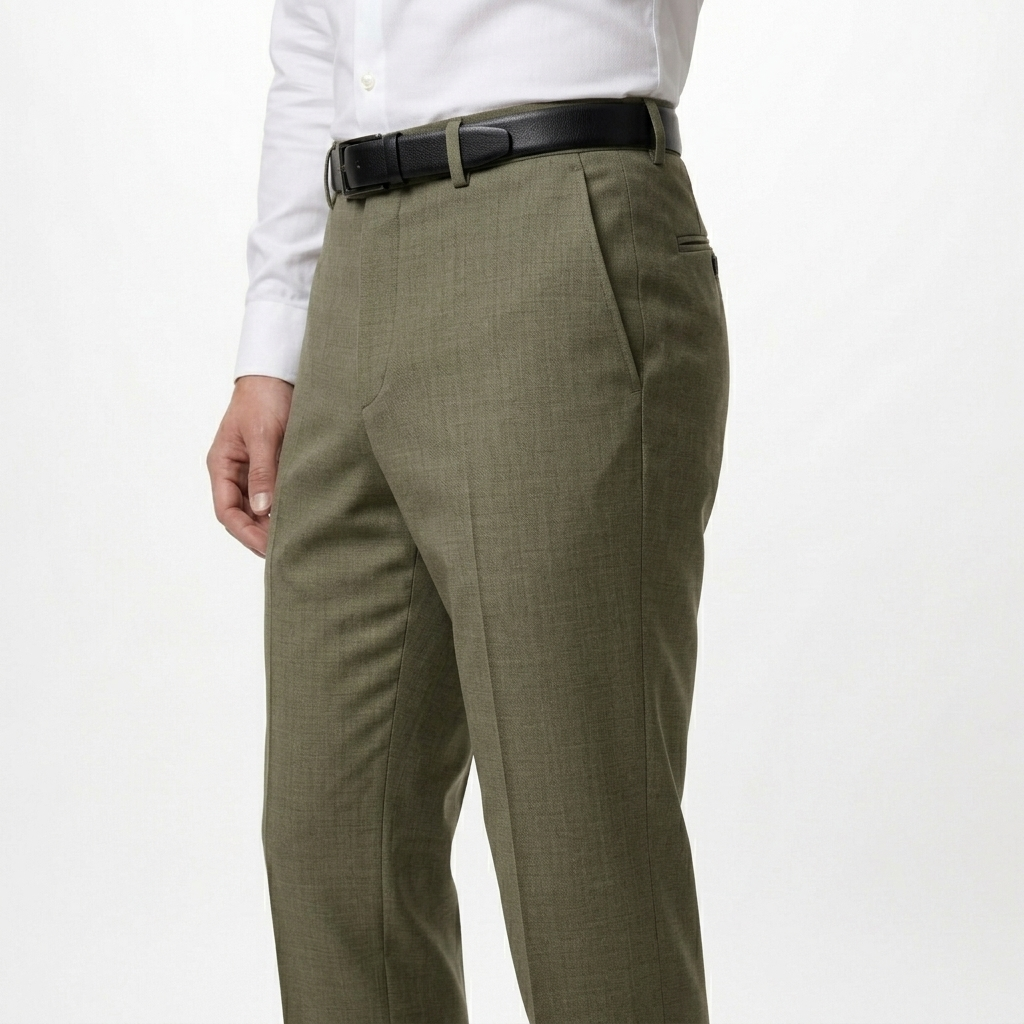 Olive Green Tailored Suit Trousers
