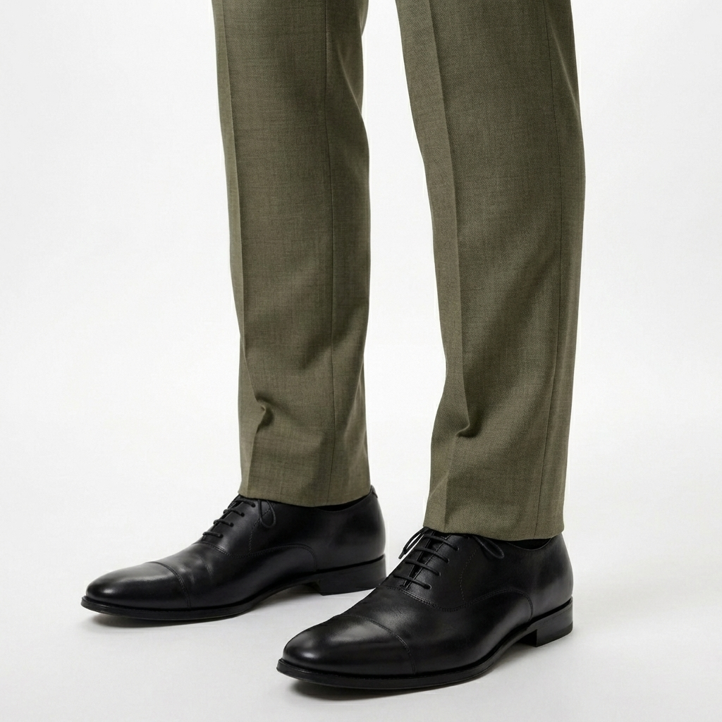 Olive Green Tailored Suit Trousers
