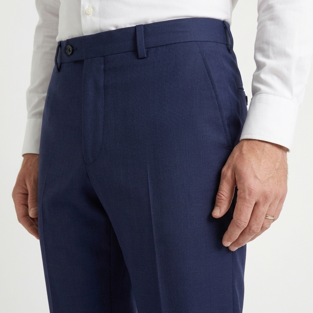 Navy Blue Tailored Suit Trousers