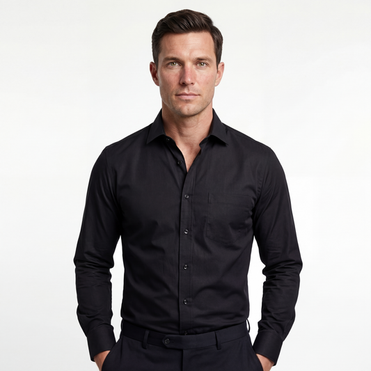 Tailored Black Cotton Shirt