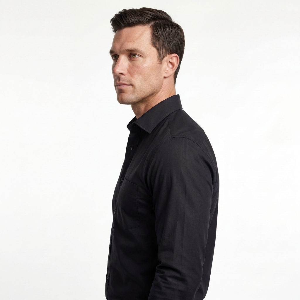 Tailored Black Cotton Shirt