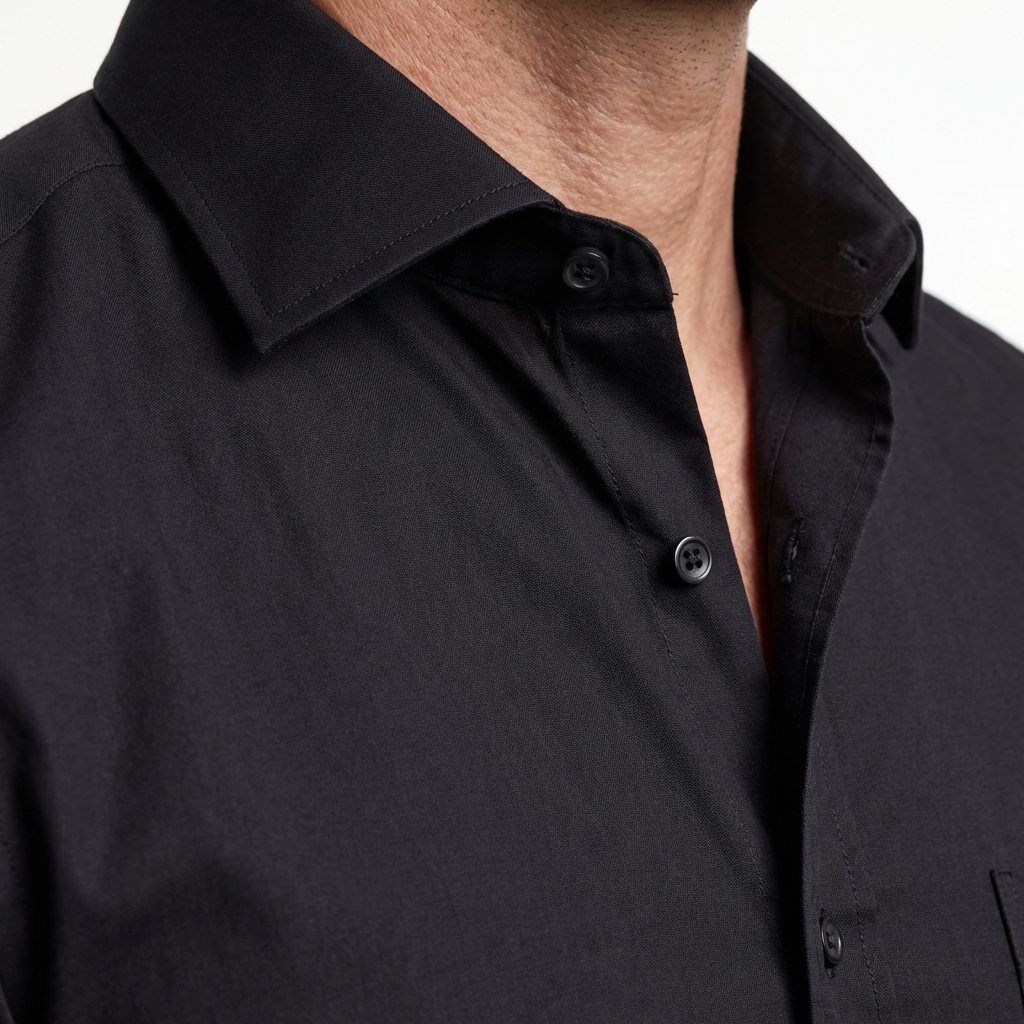 Tailored Black Cotton Shirt