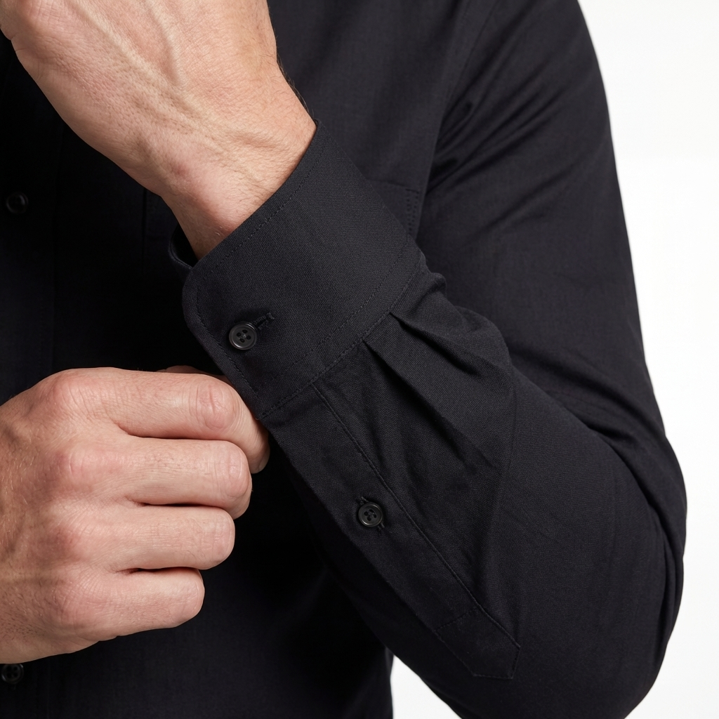Tailored Black Cotton Shirt