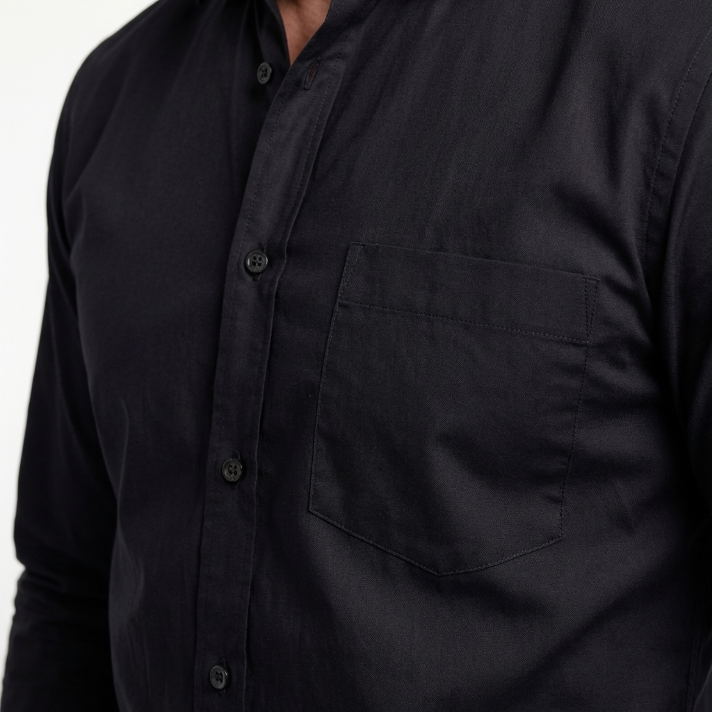 Tailored Black Cotton Shirt