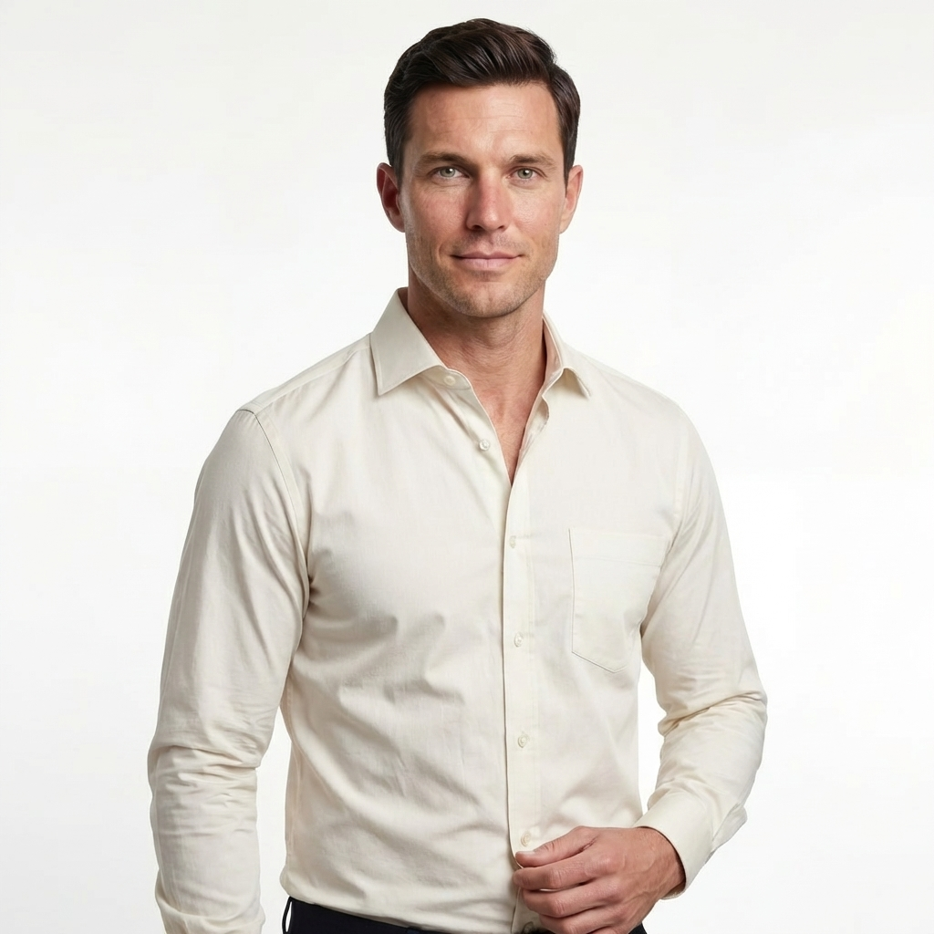 Tailored Off White Cotton Shirt