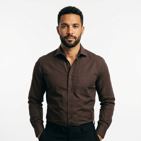 Tailored Brown Cotton Shirt
